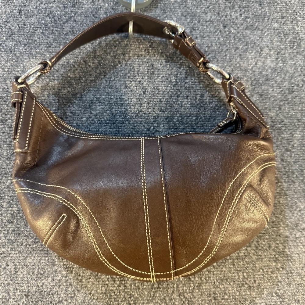Coach Brown Small Crescent Shoulder Bag Zip Closure Silver Hardware